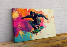 Abstract Skateboarder Skateboard Canvas Wall Art Poster Picture For Home Decor