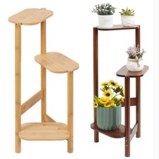 75cm Tall Indoor Bamboo Corner Plant Stand Planter Pot Holder Rack Flower Shelf