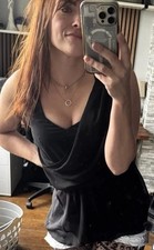 Dorothy Perkins Greek Roman Style Blouse Tank Dress Top Black 8 Layered