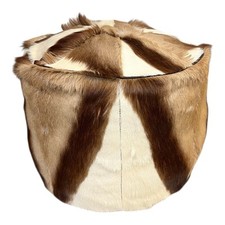 PATCHWORK HIDE FOOTSTOOL POUFFE ROUND