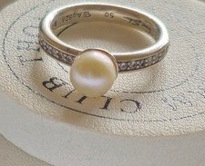 Stunning Thomas Sabo sterling Silver Cubic zirconia pearl ring size 50