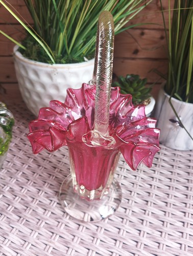 Cranberry glass vase - cranberry,