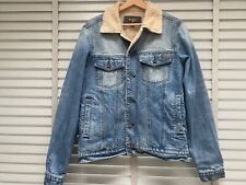 BILLABONG Denim Sherpa Jacket Size Medium Mens Blue Stonewash Winter Coat