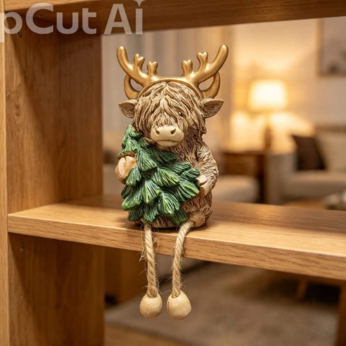 Christmas highland cow statue - christmas,