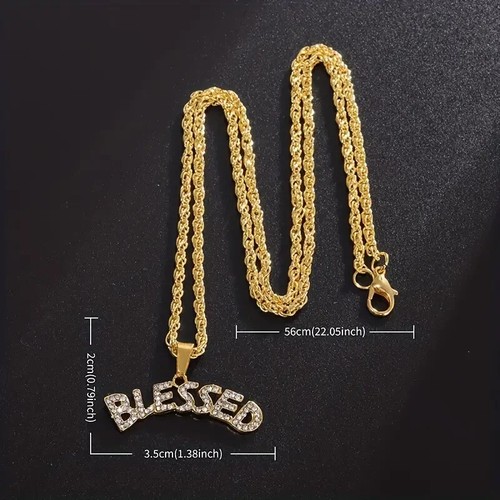 Gold blessed chain necklace - blessed,