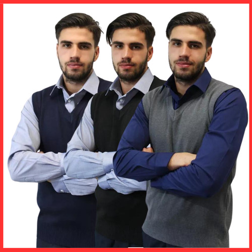 Men knitted sweater vest - men's,