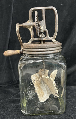 Vintage glass butter churn - glass,