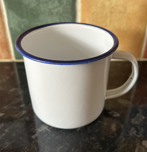 Mug white enamel - enamel, by