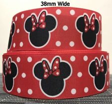 MINNIE MOUSE RED RIBBON GROSGRAIN 38mm wide PER YARD Crafts Cake Decoration