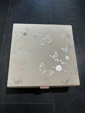BN Marks & Spencer Cream Velvet with Silver Butterflies Jewellery Box