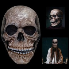 Halloween Movable Full Head Skull Mask Adult Latex Skeleton Headgear Scary Party