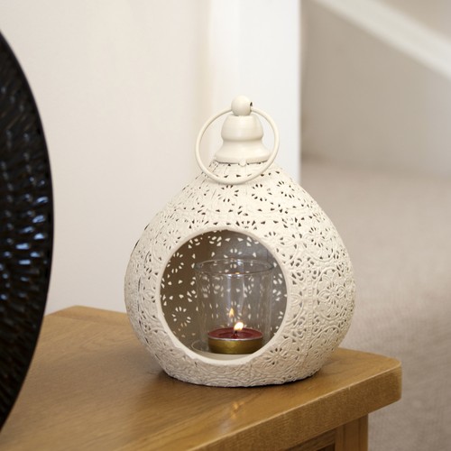 White moroccan teardrop candle - moroccan,