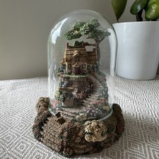 WISHING WELL COTTAGE Ornament Under Glass Dome, Hand Painted Limited Edition.