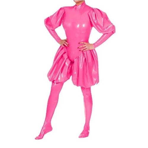 Pink latex jumpsuit with - jumpsuit,