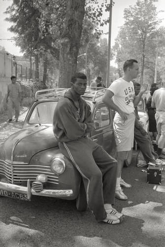 American athlete relaxing