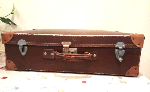 Vintage old leather suitcase - vintage,