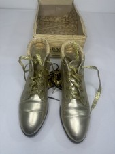 Vintage West 31st  Leather~ 5 Eyelet High Top ~Lace Up Faded Gold Booties  Size7