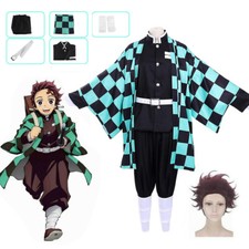 Adult & Kids Cosplay Demon Slayer Kimetsu no Yaiba Kamado Tanjiro Costume Wigs