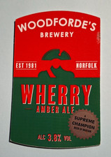 WOODFORDE'S brewery WHERRY real ale beer pump clip badge front Norfolk flat