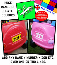 Personalised REAR number plate TO FIT Little Tikes Cozy Coupe car toy ride on