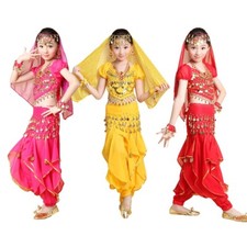 Girls Kids Belly Dance Top Harem Pants Suit Children Bollywood Carnival Costume