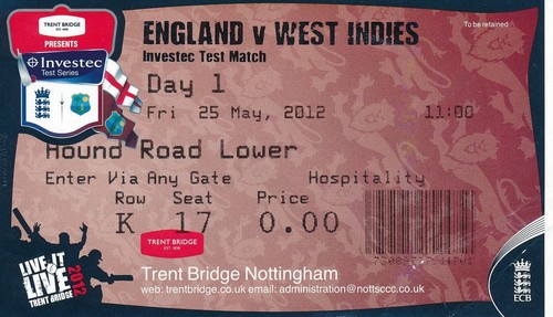 Cricket ticket england v - cricket,
