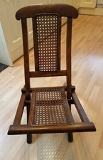 Antique Victorian Mahogany Folding Campaign Chair. Excellent Condition