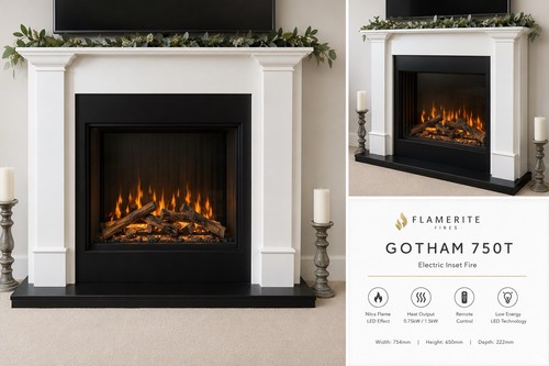 Electric fireplace with mantle - fireplace,