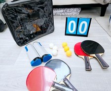 Table Tennis Set 4 Bats 6 Balls Retractable Net Carry Bag Indoor Outdoor Score