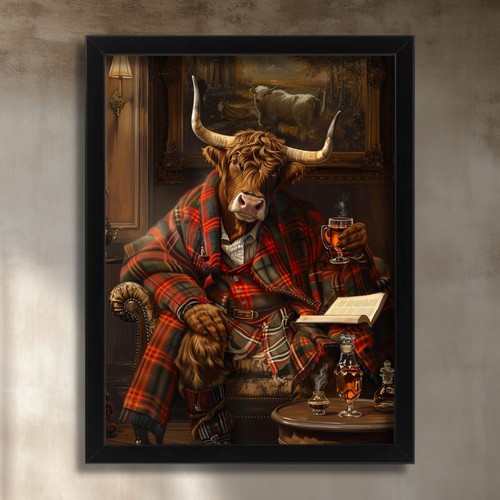 Highland cow art print - print, bull