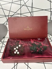Villeroy & Boch Glass Holly & Mistletoe Christmas Tree Decoration Ornament Set