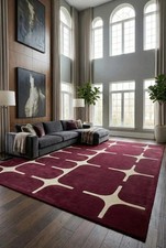 Modern Burgundy Wool Area Rug