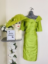 Ispirato Mother of Bride or Groom  Small Size 18  Chartreuse  Dress & Hatinator