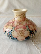 Moorcroft Squat Tudor Rose Vase, designed by Sally Tuffin. Ltd Edition 93/100