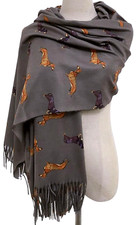 Dachshund Scarf Ladies Grey