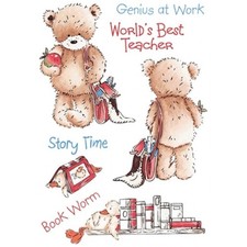 Crafters Companion : Popcorn the Bear : Unmounted Rubber Stamp : School Days