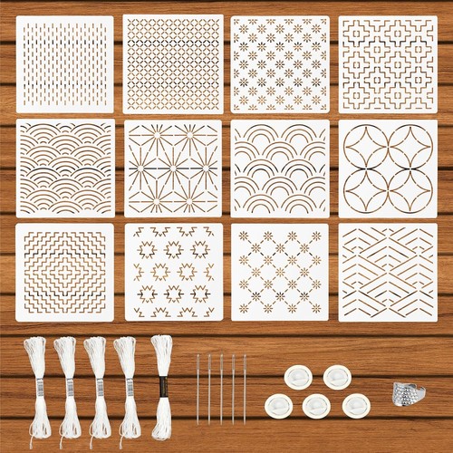 28pcs plastic sashiko stencil - sashiko,