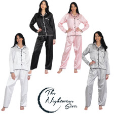 Womens Satin Silk Pyjamas Set Ladies PJs Nightwear Long Sleeve Soft Sleepwear