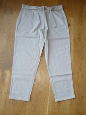 FULL CIRCLE LOOSE HAREM PAPERBAG TROUSERS WITH BELT BEIGE TAUPE SAGE 32 14 NEW