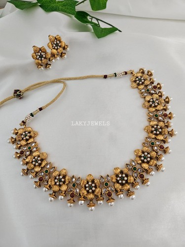 Antique gold kundan - gold, necklace