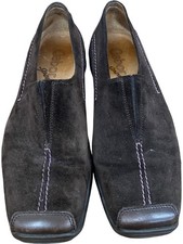 Gabor Suede Slip On Shoes Brown Leather Lined Comfortable - Size 7 UK