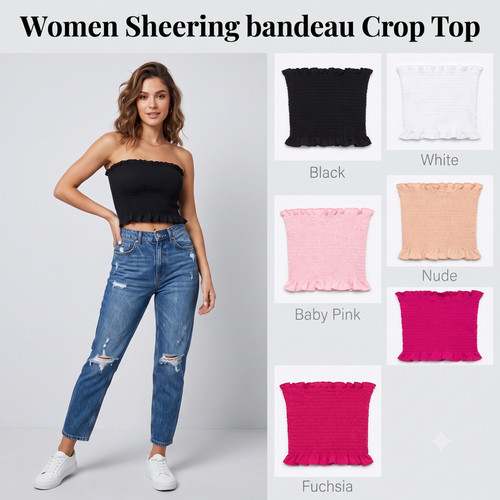 Women sheering bandeau shirred - sheering,