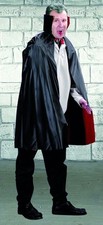 Reversible PVC Cape & Collar (Black & Red) Halloween Fancy Dress Cloak 