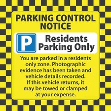 Resident Parking Ticket Notice Private Area Stickers Hard To Remove DETERRENT