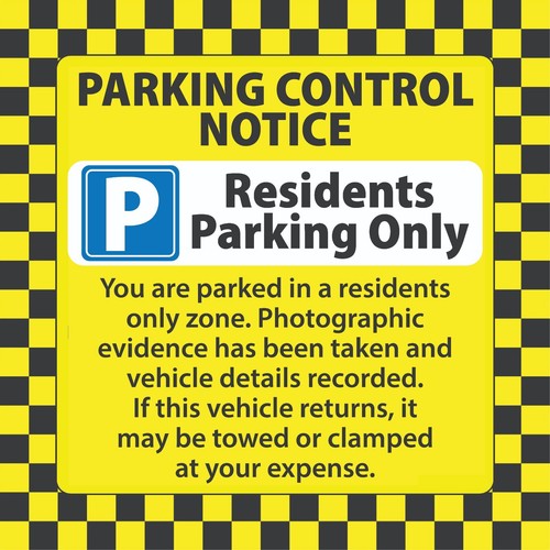 Resident parking ticket notice - resident,