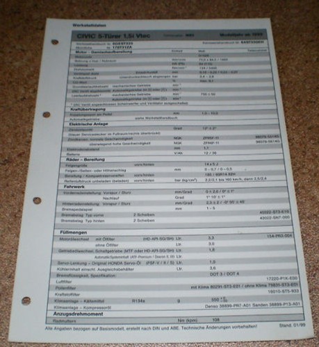 Inspection sheet honda civic - honda,