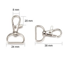 SWIVEL CLIPS  20mm & 15mm  D RING SILVER COLOUR LOBSTER CLASP SNAP HOOK SV1
