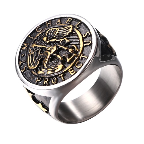 Men saint michael - saint, ring