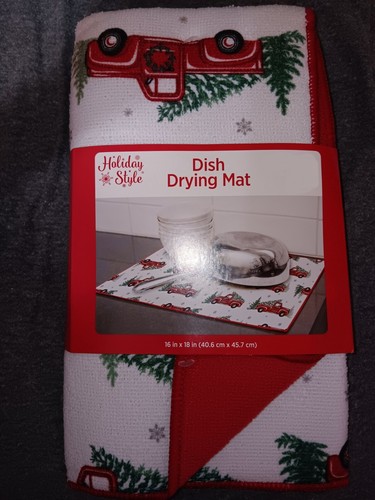 Holiday dish drying mat red - holiday,