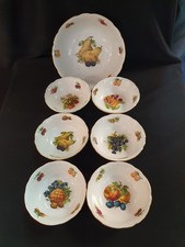 Vintage Bohemia Porcelain Bowls - Czechoslovakian - Fruit & Nut Design Gold Trim